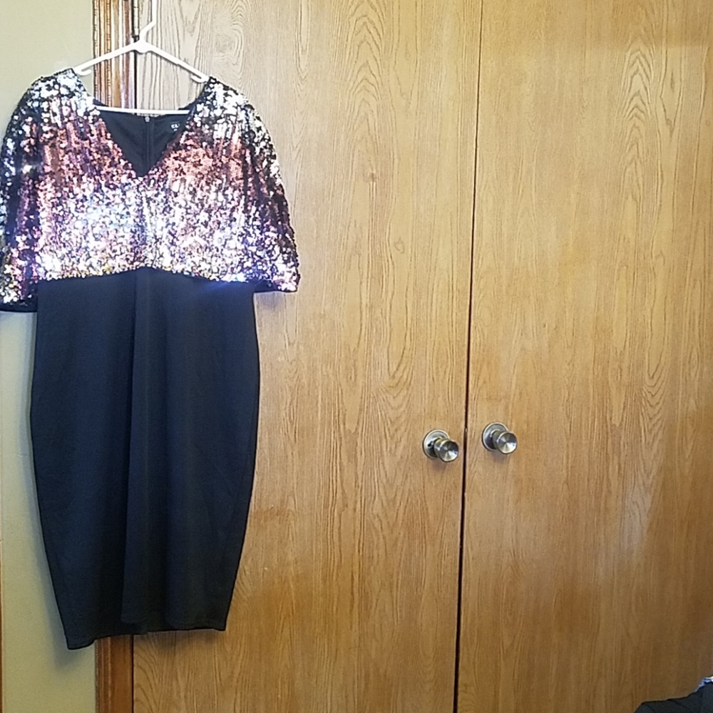 Colorful Sequin cape top dress